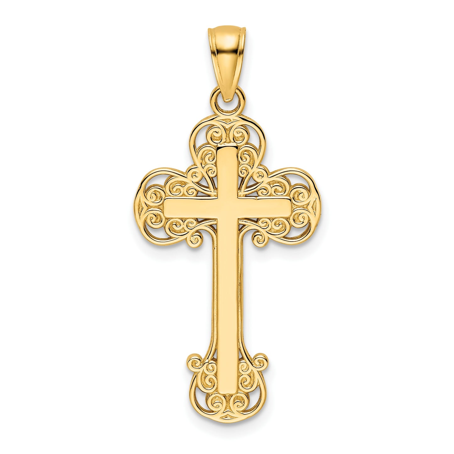 14K Polished Fancy Cross Pendant
