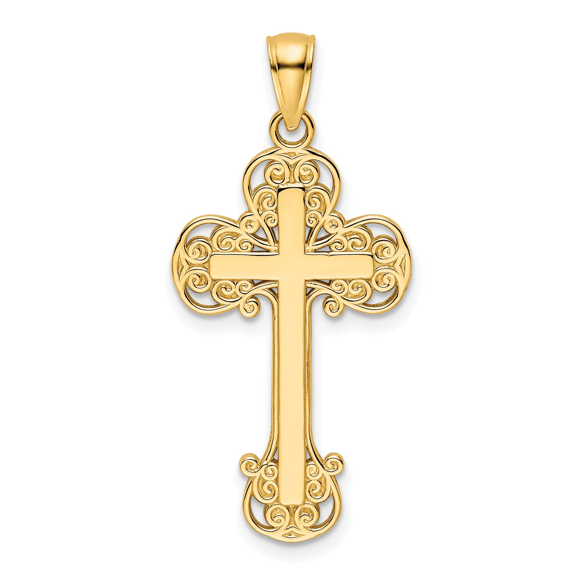 14K Polished Fancy Cross Pendant