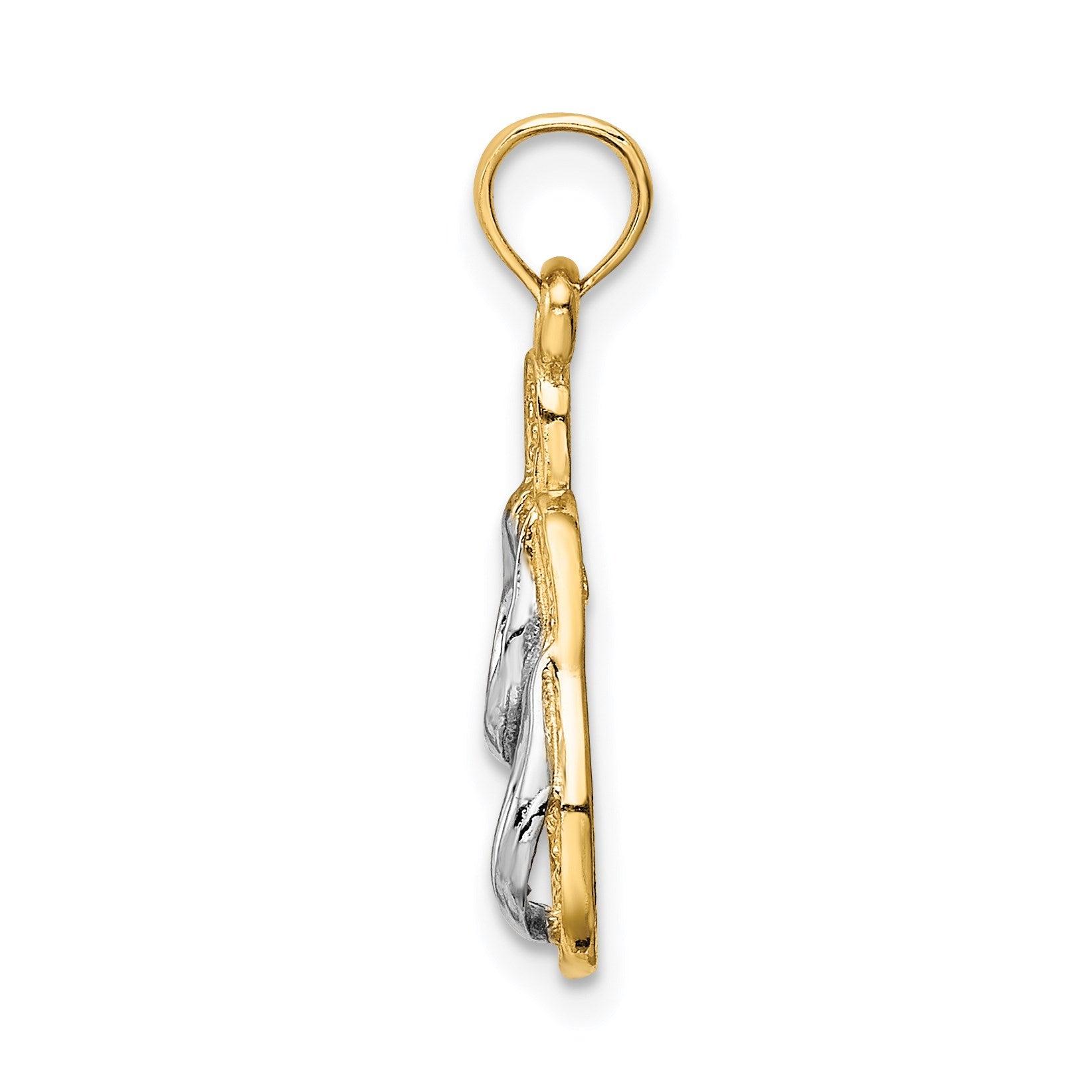 14k  3-D and White Rhodium Solid Polished Sandals Pendant