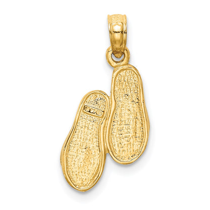 14k  3-D and White Rhodium Solid Polished Sandals Pendant