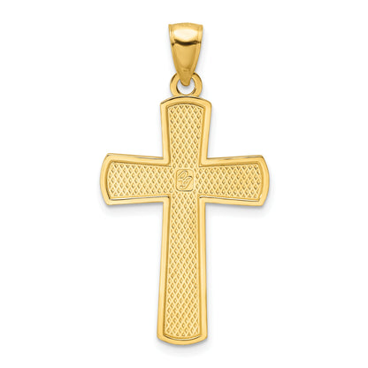 14K Medium Polished Beaded Cross Pendant