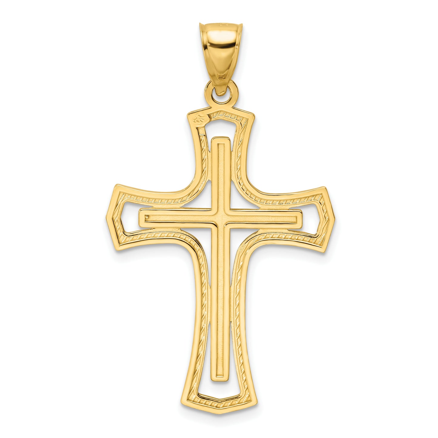 14K Polished Fancy Double Cross Pendant