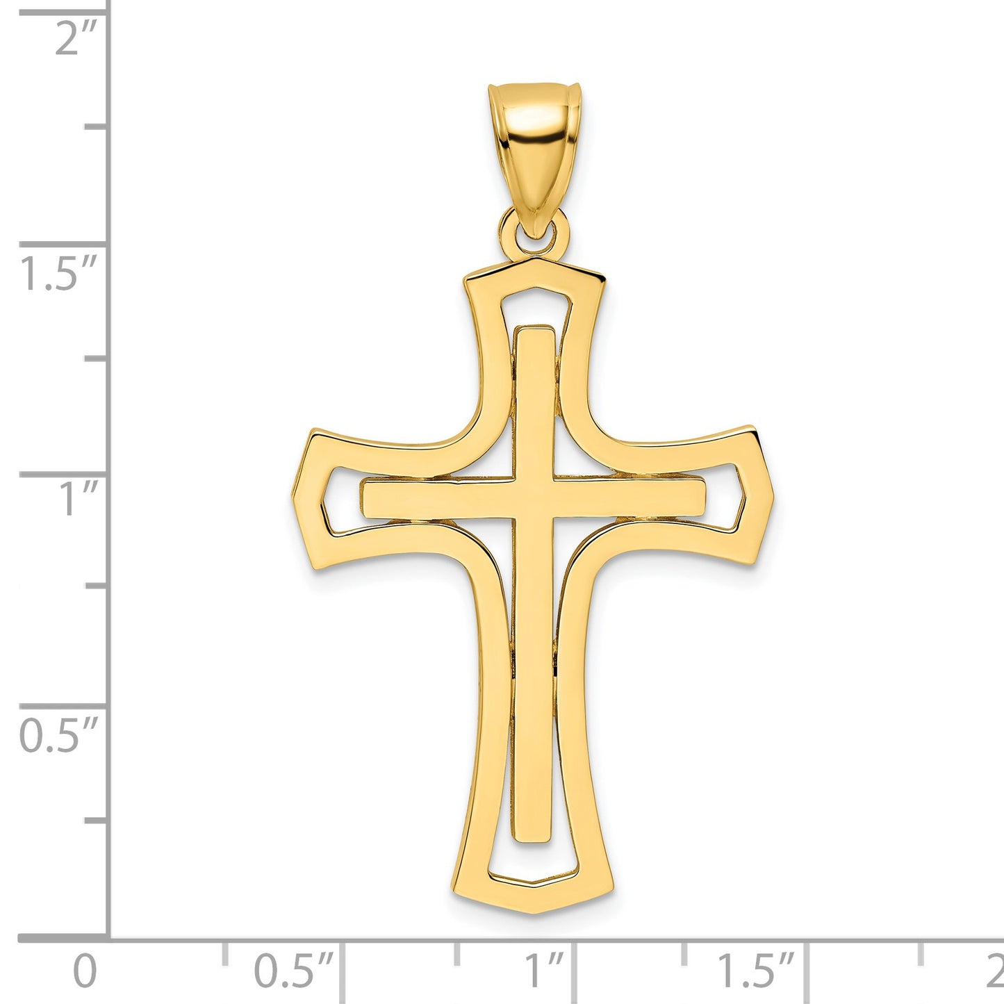 14K Polished Fancy Double Cross Pendant