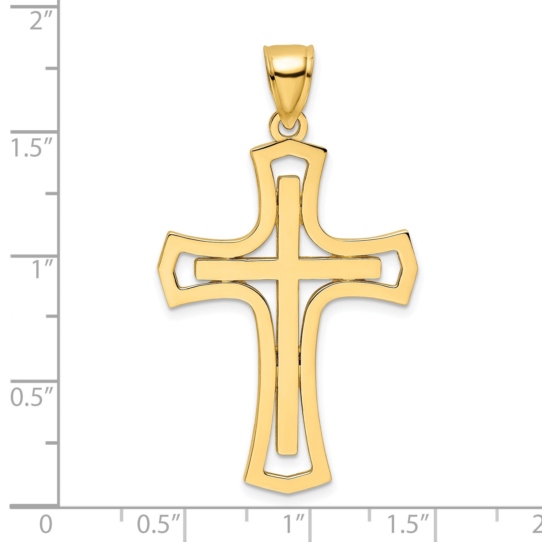 14K Polished Fancy Double Cross Pendant