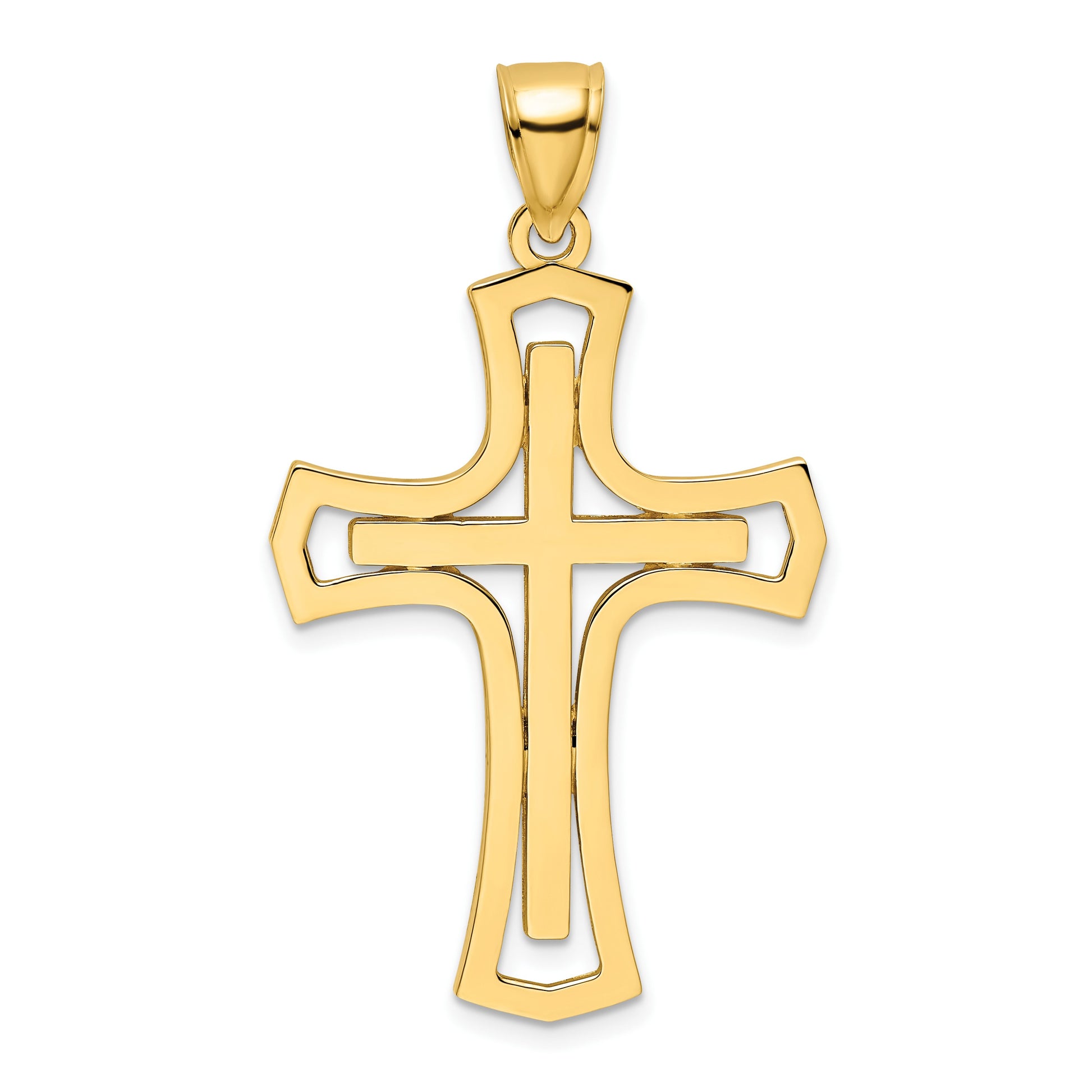 14K Polished Fancy Double Cross Pendant