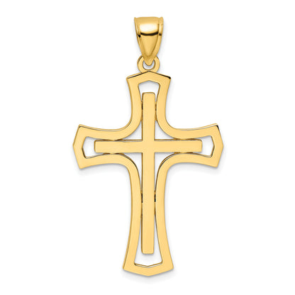 14K Polished Fancy Double Cross Pendant