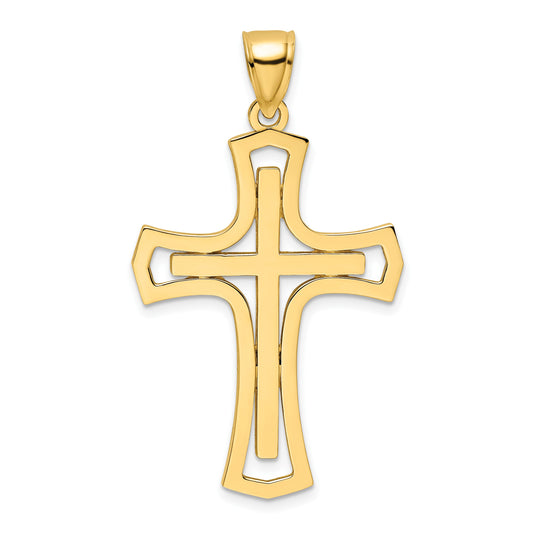 14K Polished Fancy Double Cross Pendant