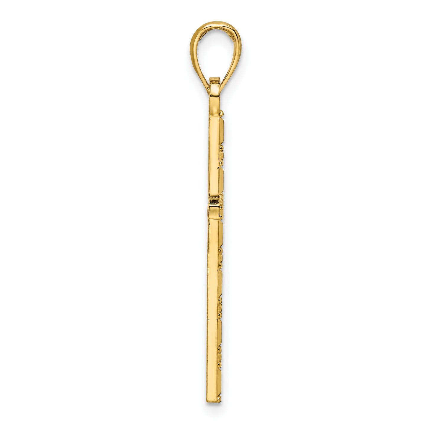 14K Polished Beaded Cross Pendant