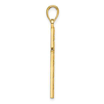 14K Polished Beaded Cross Pendant