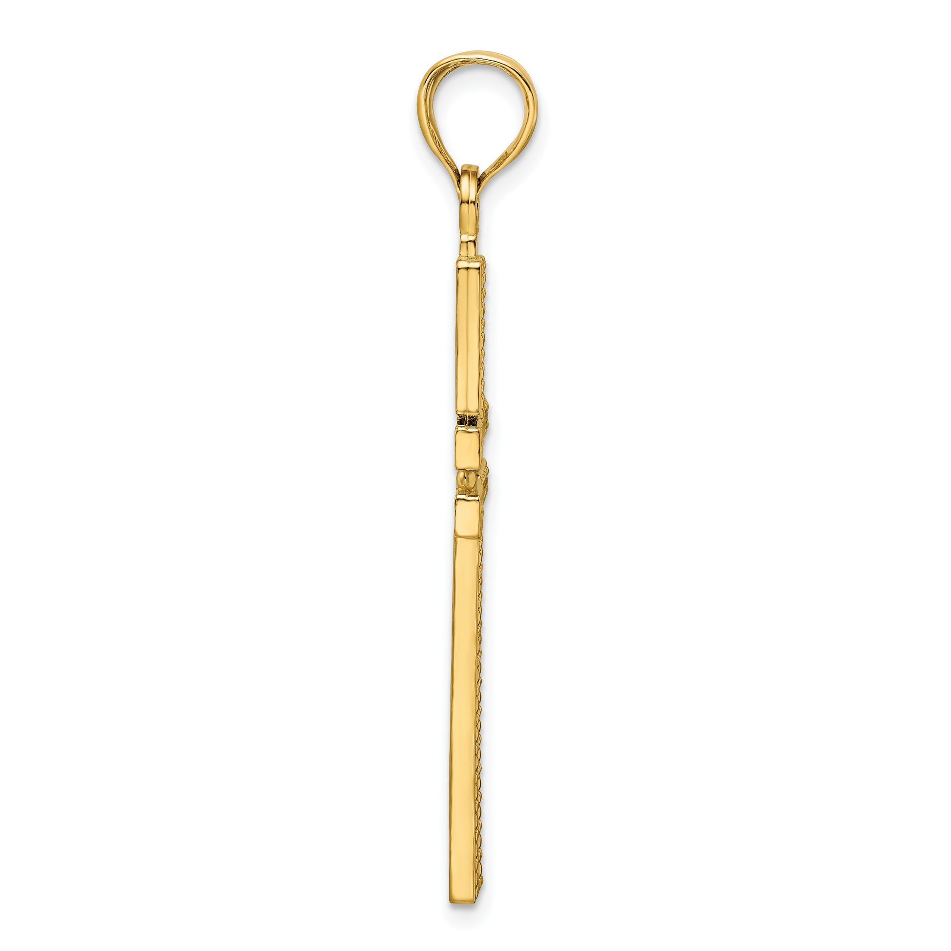 14K Polished Beaded Cross Pendant