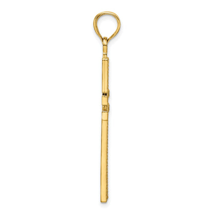 14K Polished Beaded Cross Pendant