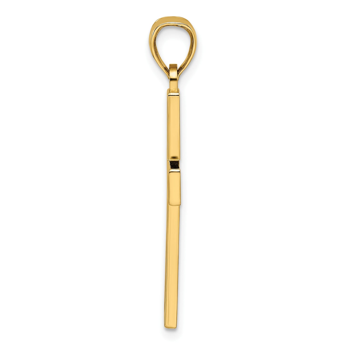 14k Beaded Polished Double Cross Pendant