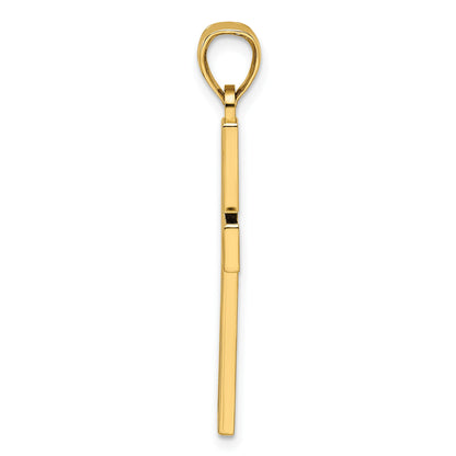 14k Beaded Polished Double Cross Pendant
