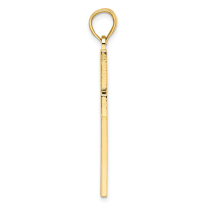 14k Beaded Polished Double Cross Pendant