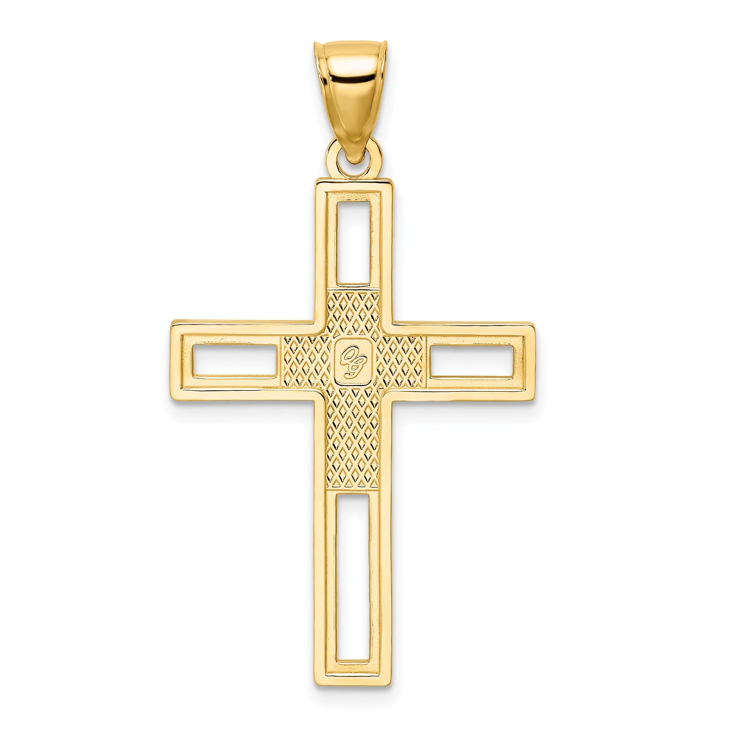 14k Beaded Polished Double Cross Pendant