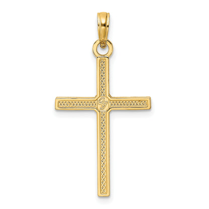 14k Beaded and Polished Fancy Cross Pendant