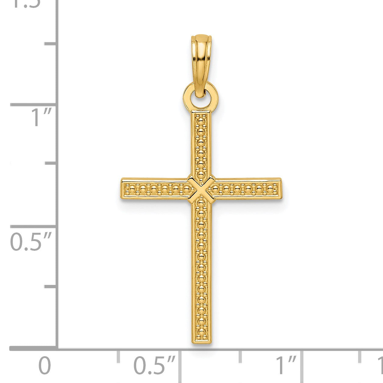 14k Beaded and Polished Fancy Cross Pendant