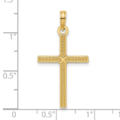 14k Beaded and Polished Fancy Cross Pendant