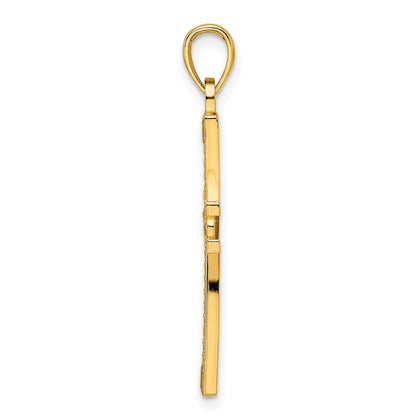 14k Beaded and Polished Cross Pendant