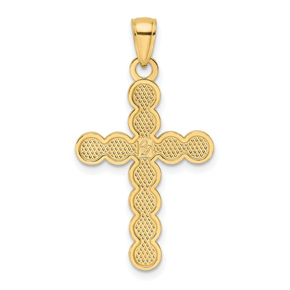 14K Polished Beaded Circles Cross Pendant