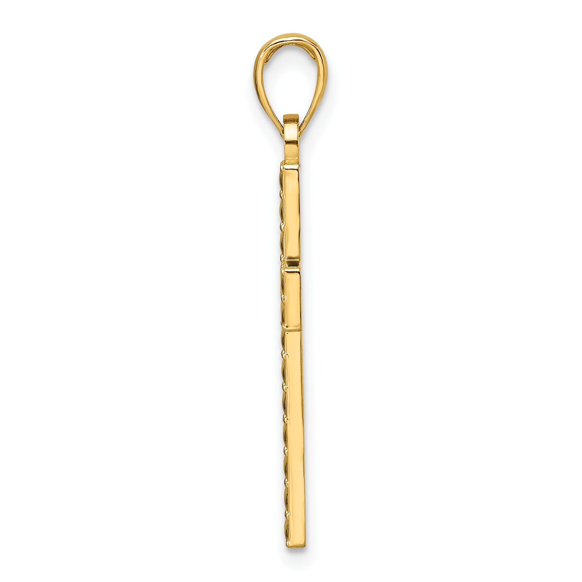 14K Polished and Textured Cross Pendant