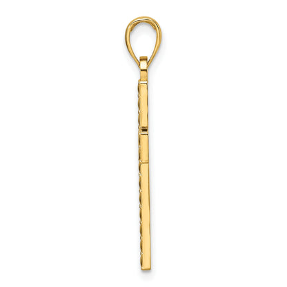 14K Polished and Textured Cross Pendant