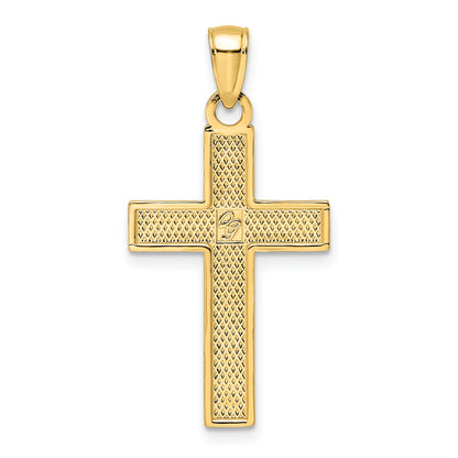 14K Polished and Textured Cross Pendant