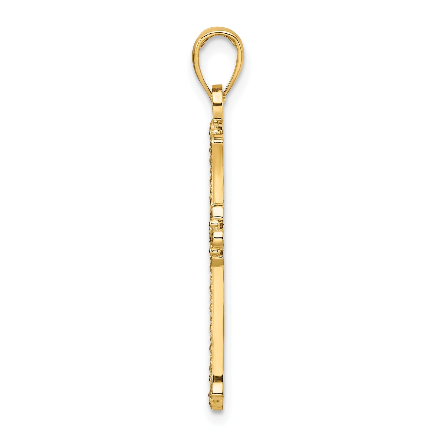 14K Polished and Textured Pointed Ends Fancy Cross Pendant