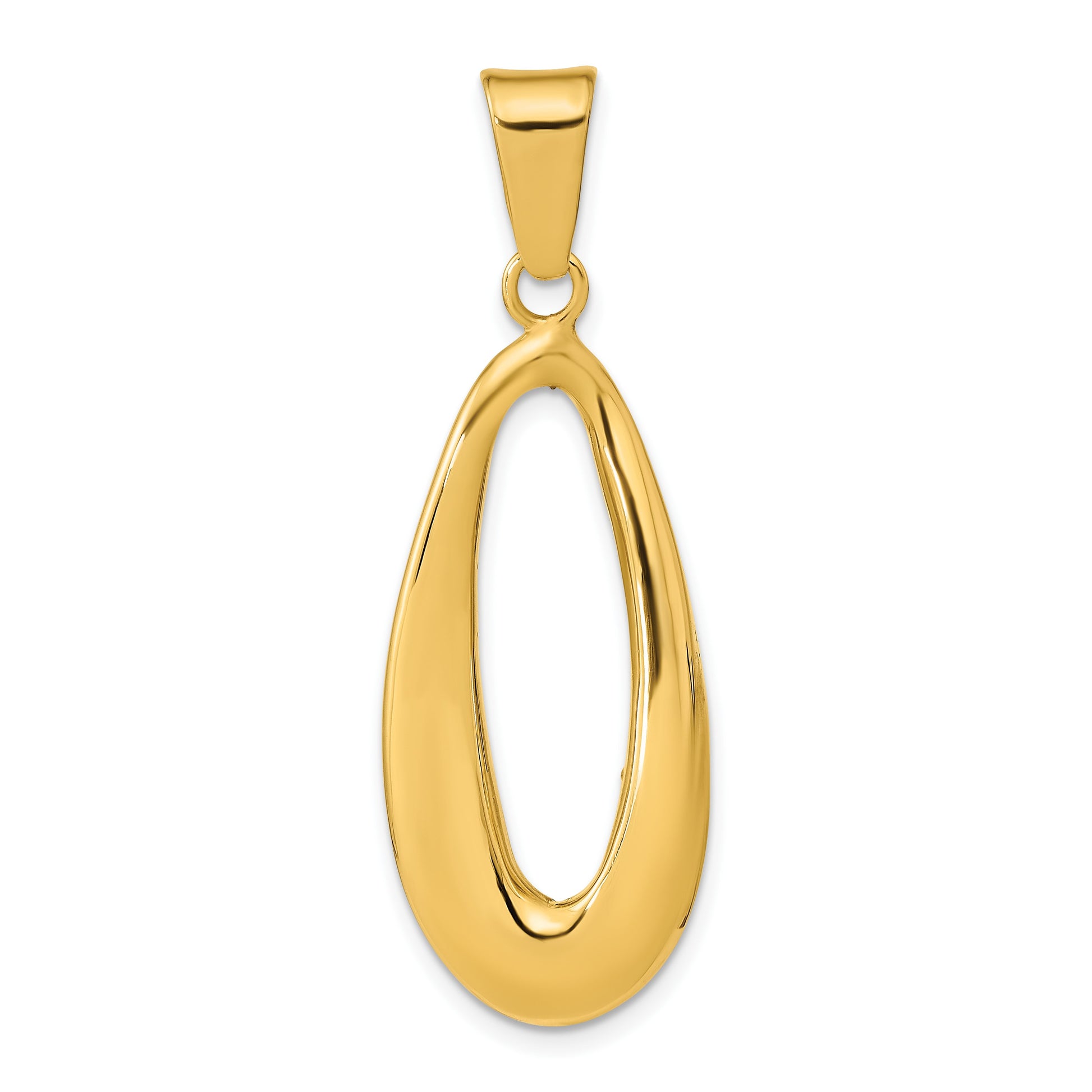 14k Polished Hollow Oval Hoop Pendant