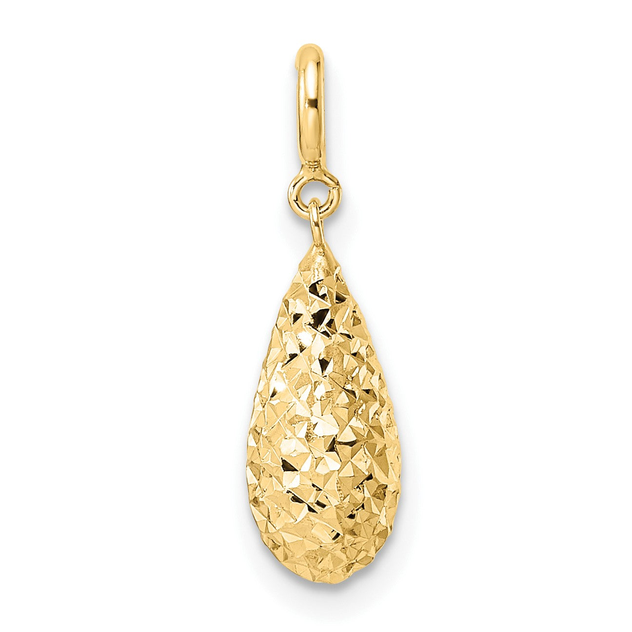 14K Diamond-cut Teardrop with Spring Ring Clasp Charm