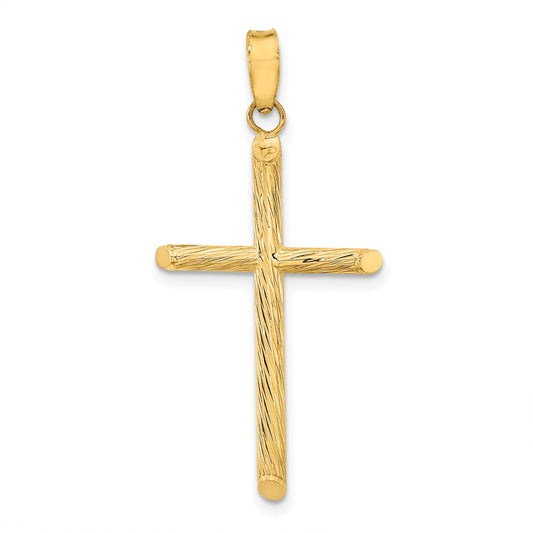 14K Polished and Textured Fancy Cross Pendant