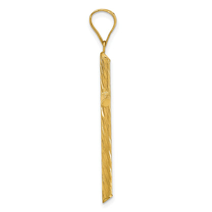 14K Polished and Textured Fancy Cross Pendant