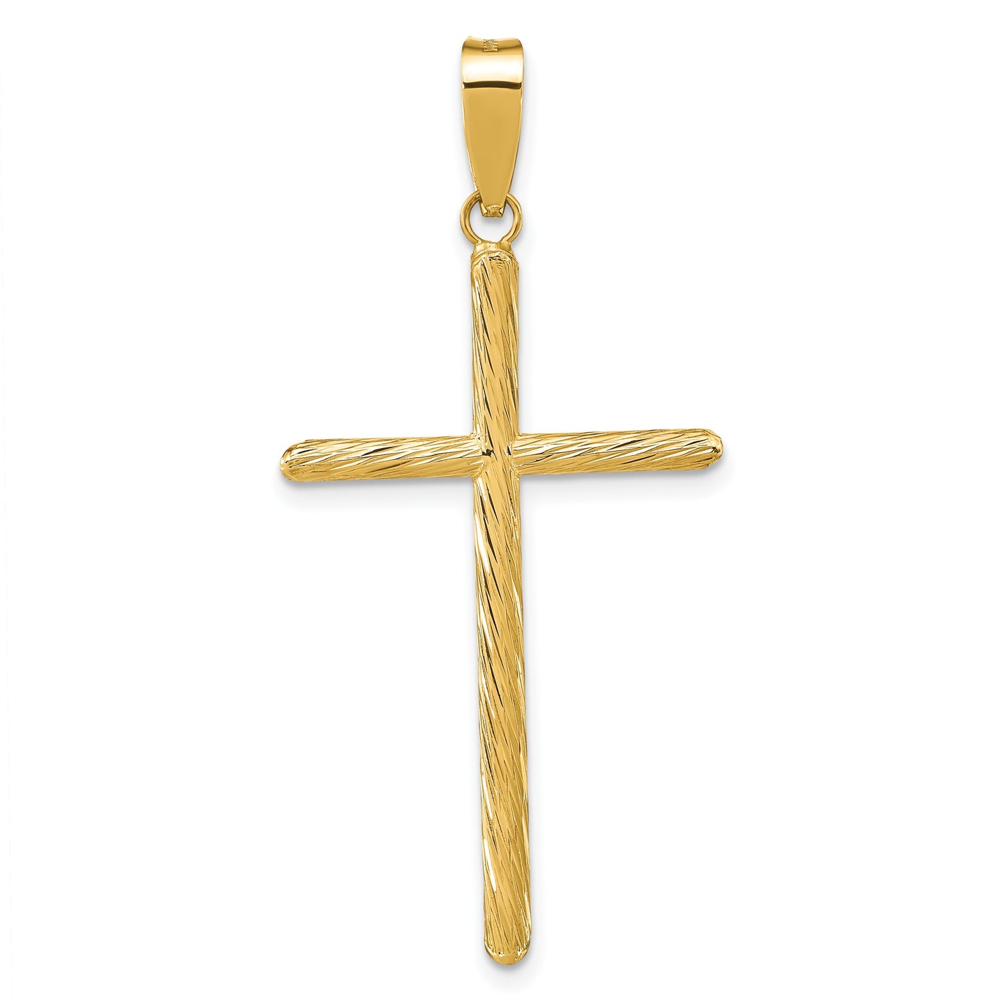 14K Polished and Textured Fancy Cross Pendant