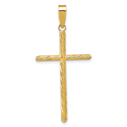14K Polished and Textured Fancy Cross Pendant