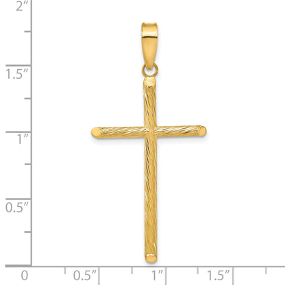 14K Polished and Textured Fancy Cross Pendant