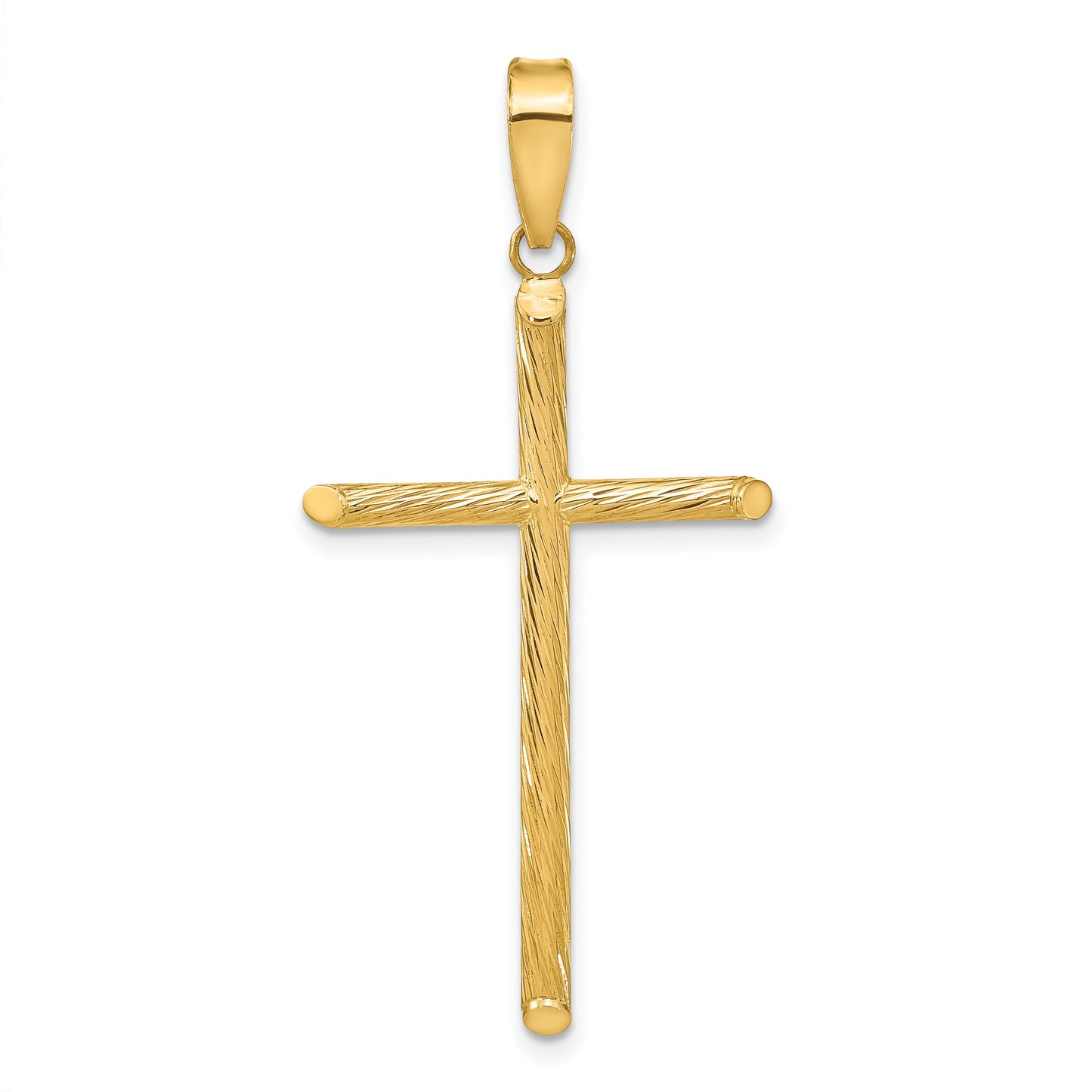 14K Polished and Textured Fancy Cross Pendant