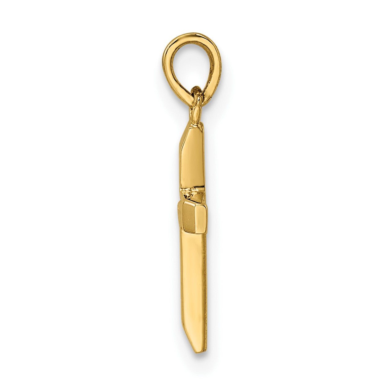 14K Polished Tapered Ends Hollow Cross Pendant