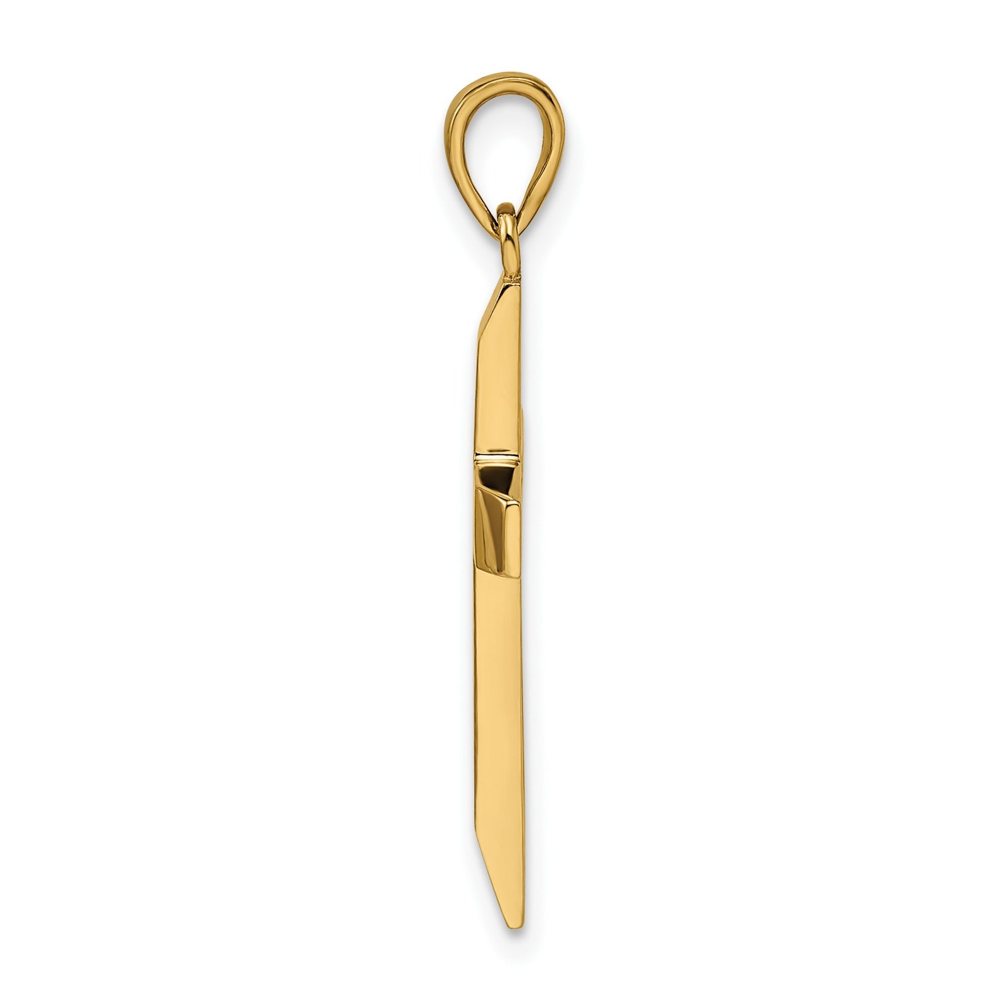 14k Satin/Polished Beveled Medium Latin Cross Pendant