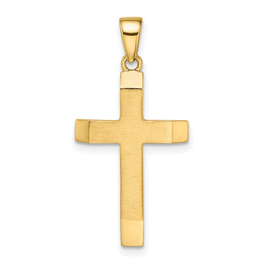 14k Satin/Polished Beveled Medium Latin Cross Pendant
