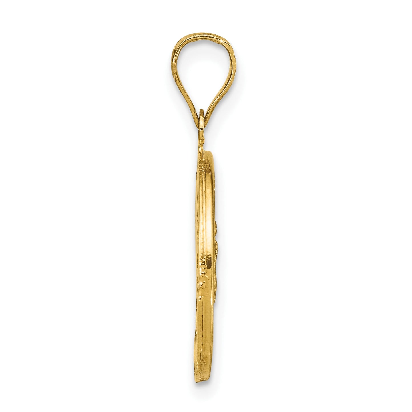 14K with Rose and White Rhodium Polished Baguette CZ Our Lady of Guadalupe Round Pendant
