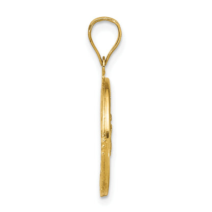14K with Rose and White Rhodium Polished Baguette CZ Our Lady of Guadalupe Round Pendant
