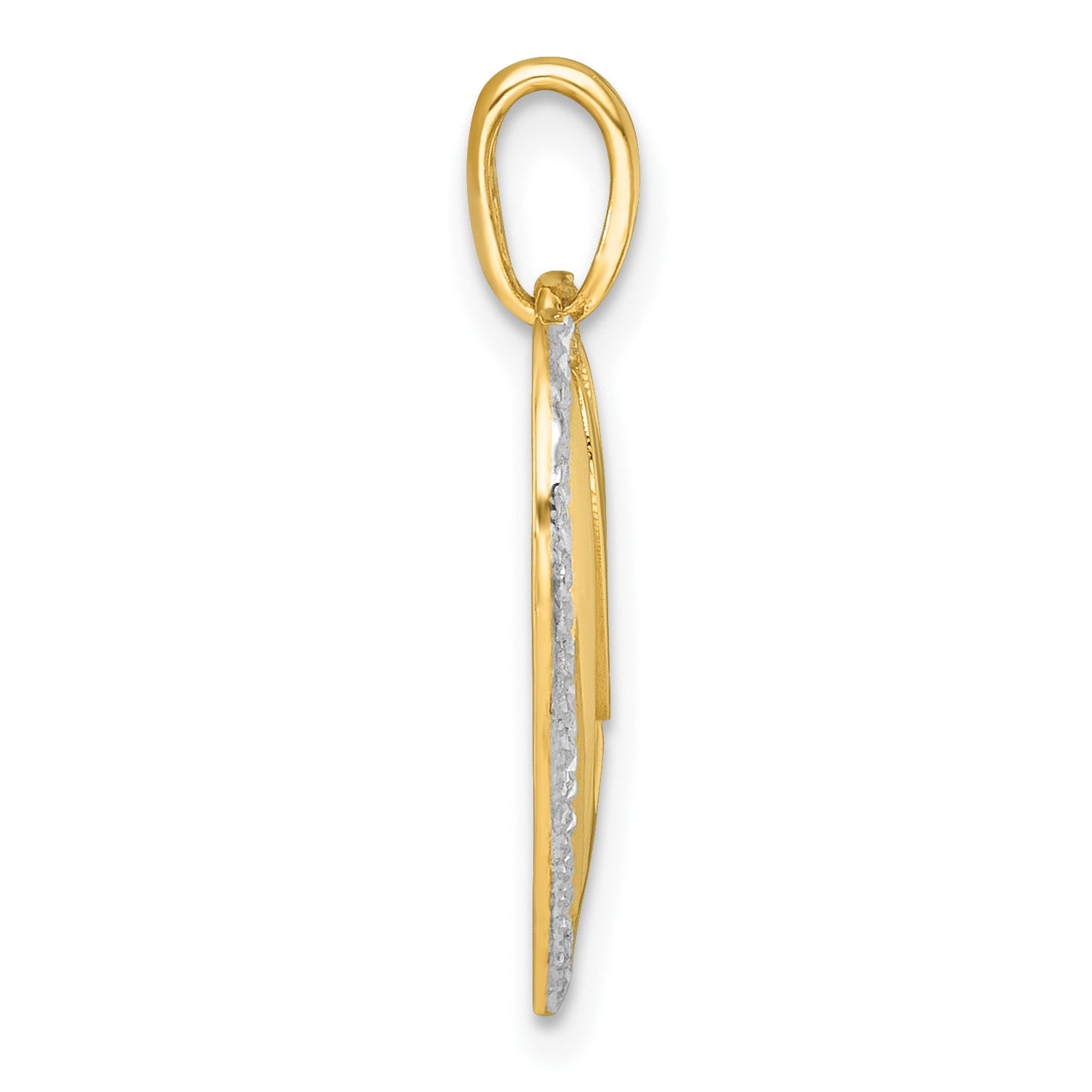 14k with White Rhodium Polished Cut-out LOVE In Heart Pendant