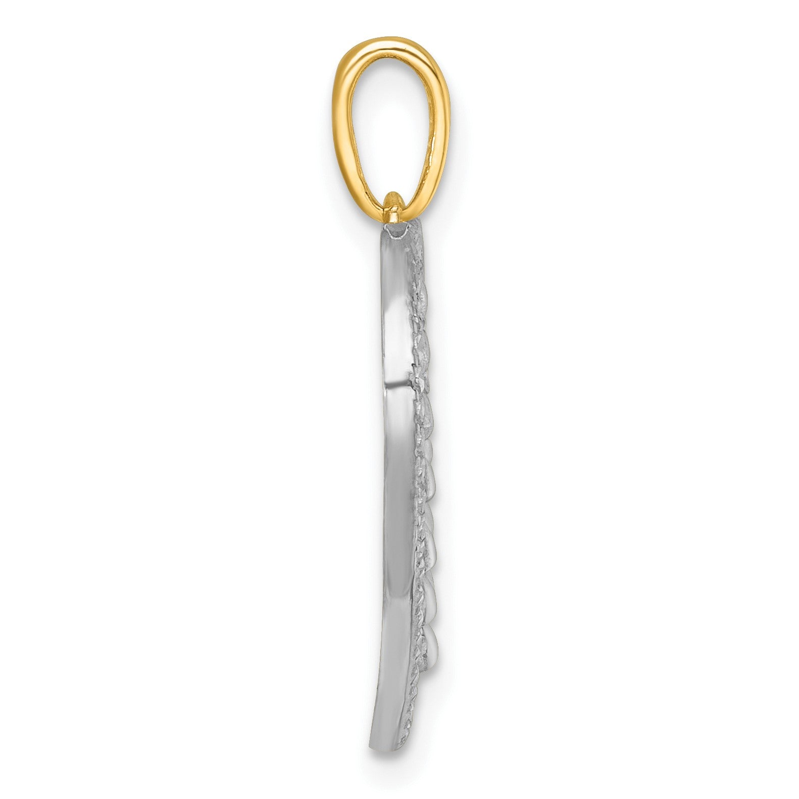 14k with White Rhodium Polished Fancy Cut-out Heart Pendant