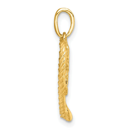 14k with White Rhodium Polished Flower In Twisted Heart Pendant