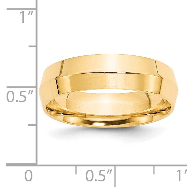 14k Yellow Gold 6mm Knife Edge Comfort Fit Wedding Band Size 6