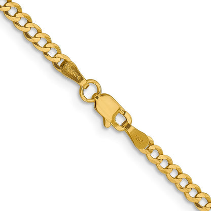 14K 18 inch 3.1mm Lightweight Flat Cuban with Lobster Clasp Chain