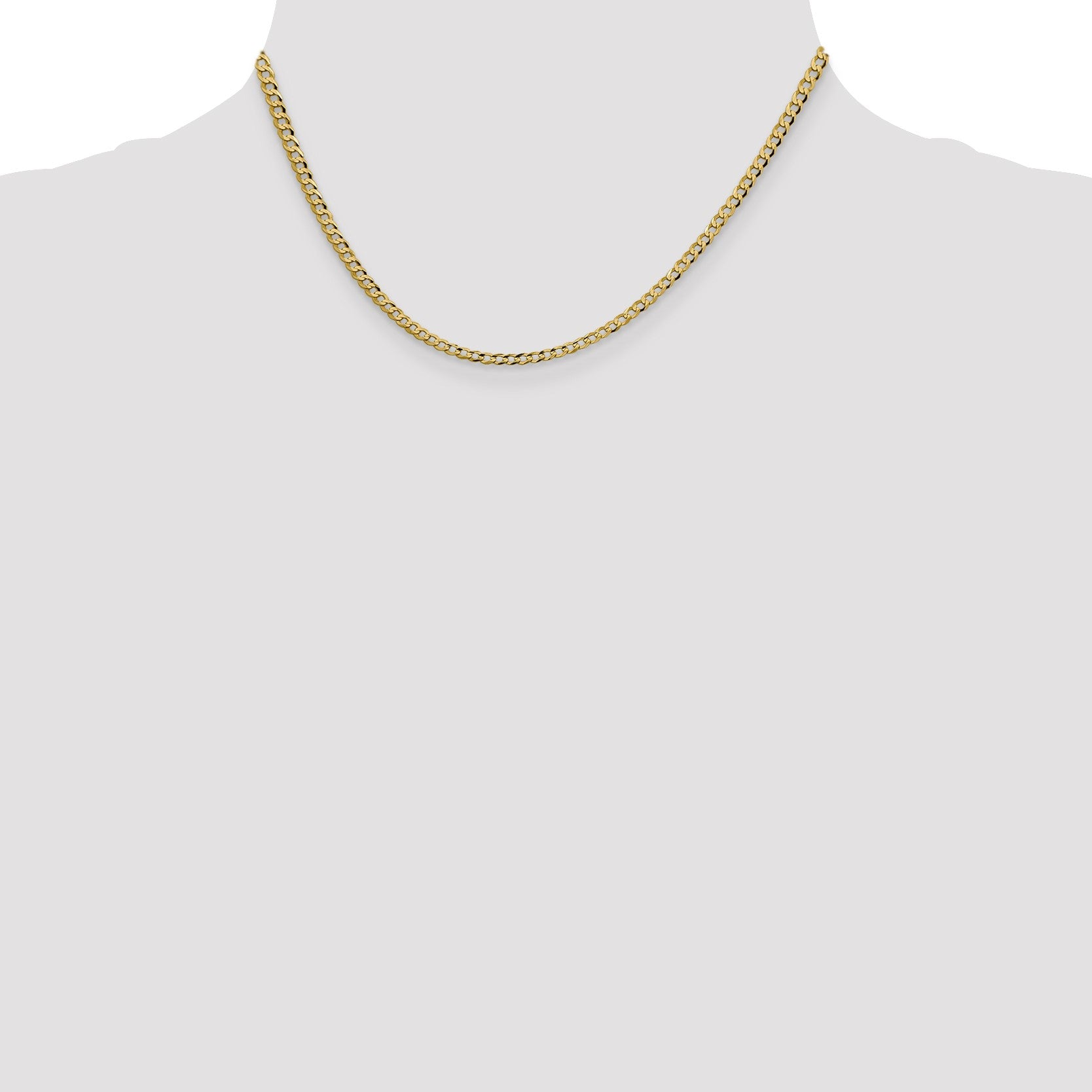 14K 16 inch 3.1mm Lightweight Flat Cuban with Lobster Clasp Chain