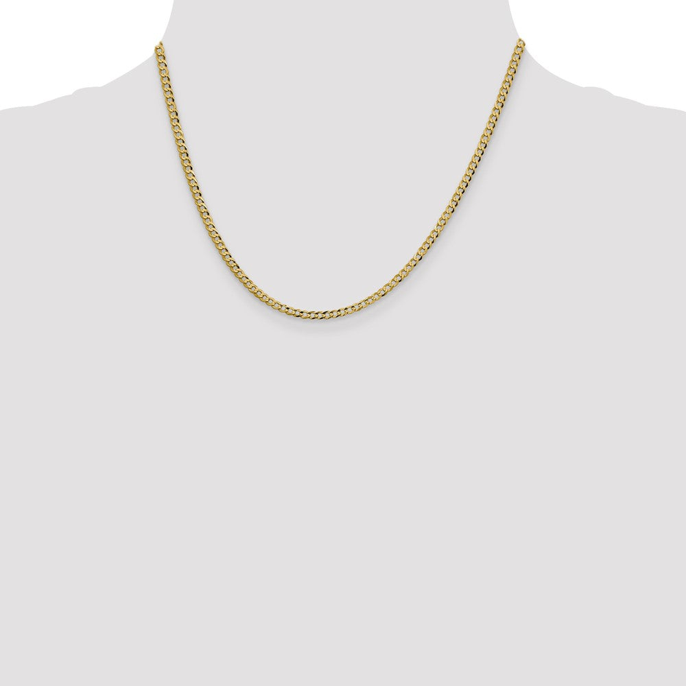 14K 18 inch 3.1mm Lightweight Flat Cuban with Lobster Clasp Chain