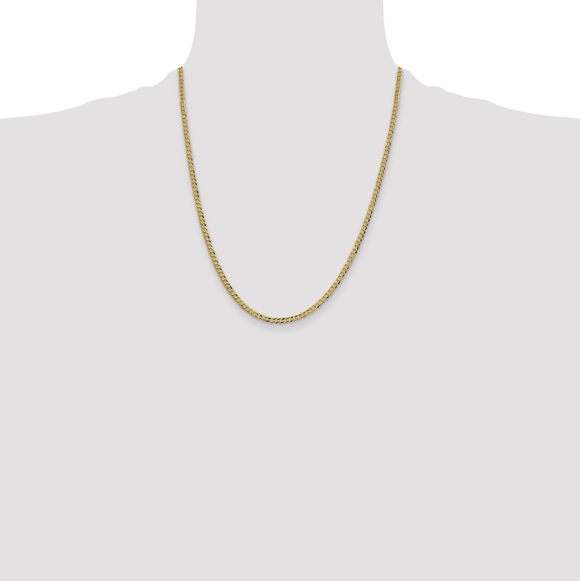 14K 22 inch 3.1mm Lightweight Flat Cuban with Lobster Clasp Chain