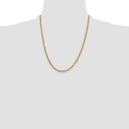 14K 22 inch 3.1mm Lightweight Flat Cuban with Lobster Clasp Chain